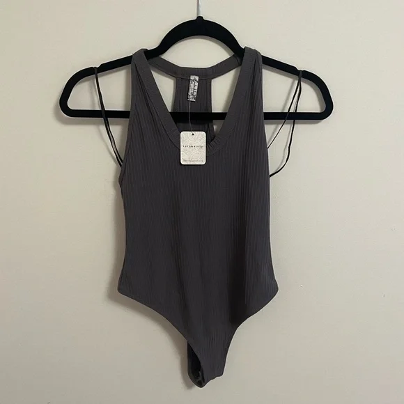 NWT Free People Speed Dial Ribbed Bodysuit in Grey, XS - Picture 11 of 16
